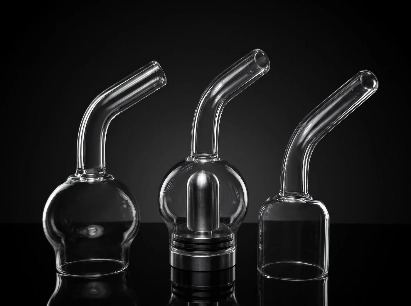 Bulb glass, Bulb glass with the percolator attachment, and Cylinder glass